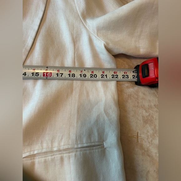 Michael Michael Kors Women's Ruched Sleeve White Linen Blazer Sz 16 - Picture 5 of 14